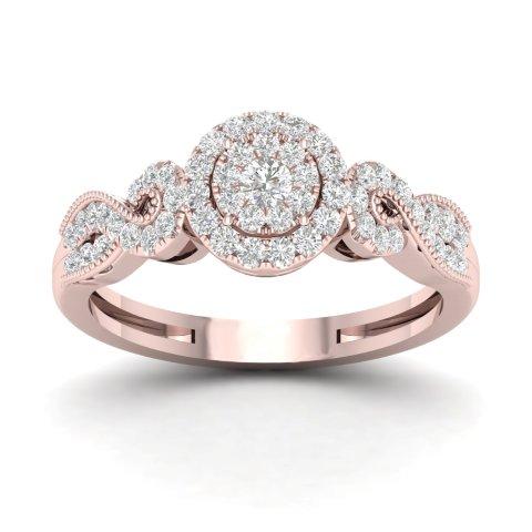 10K Pink 0.40Ct D-Ladies Rings