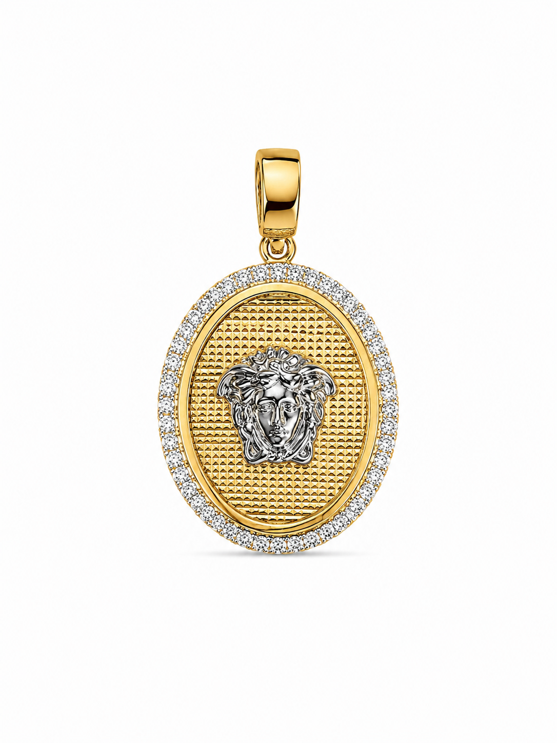 14KT Yellow Gold Oval Medusa Pendant [A8B0]