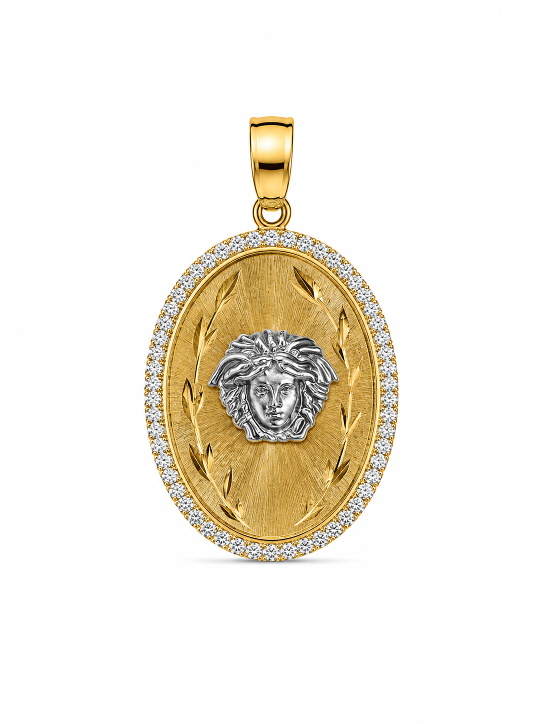 14KT Yellow Gold Oval Medusa Pendant [A9B1]