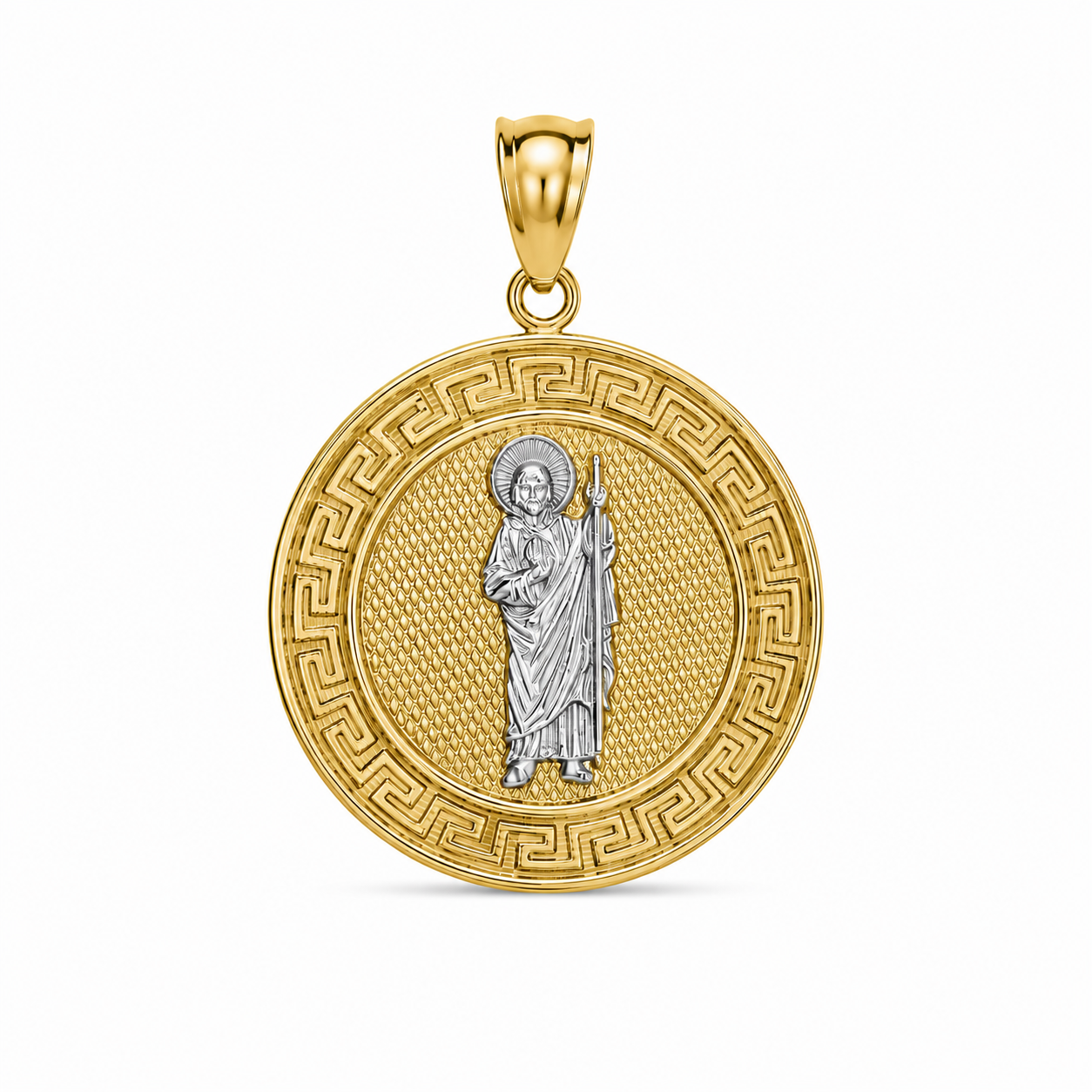14KT Yellow Gold Round Saint Jude Pendant [A6B7]