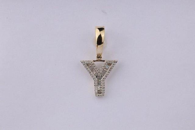 10K Yellow 0.30Ct D-Baguette Initial Y