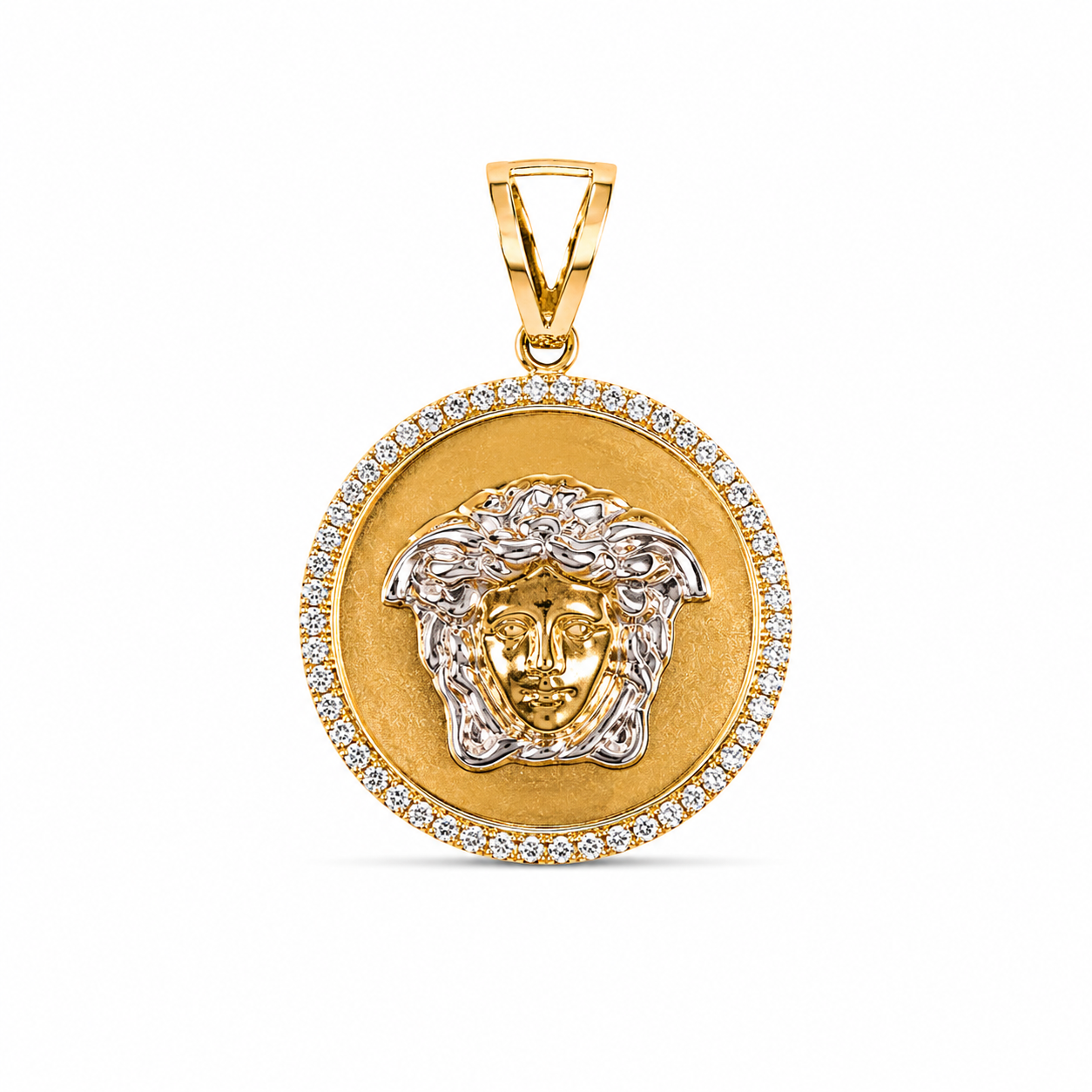 14KT Yellow Gold Round Medusa Pendant [A4B5]