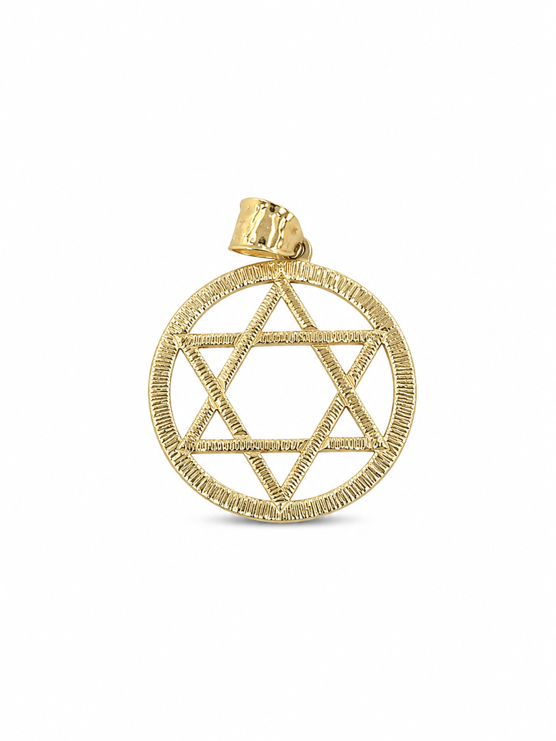 10KT Yellow Gold Round Star of David Pendant [A2B0]