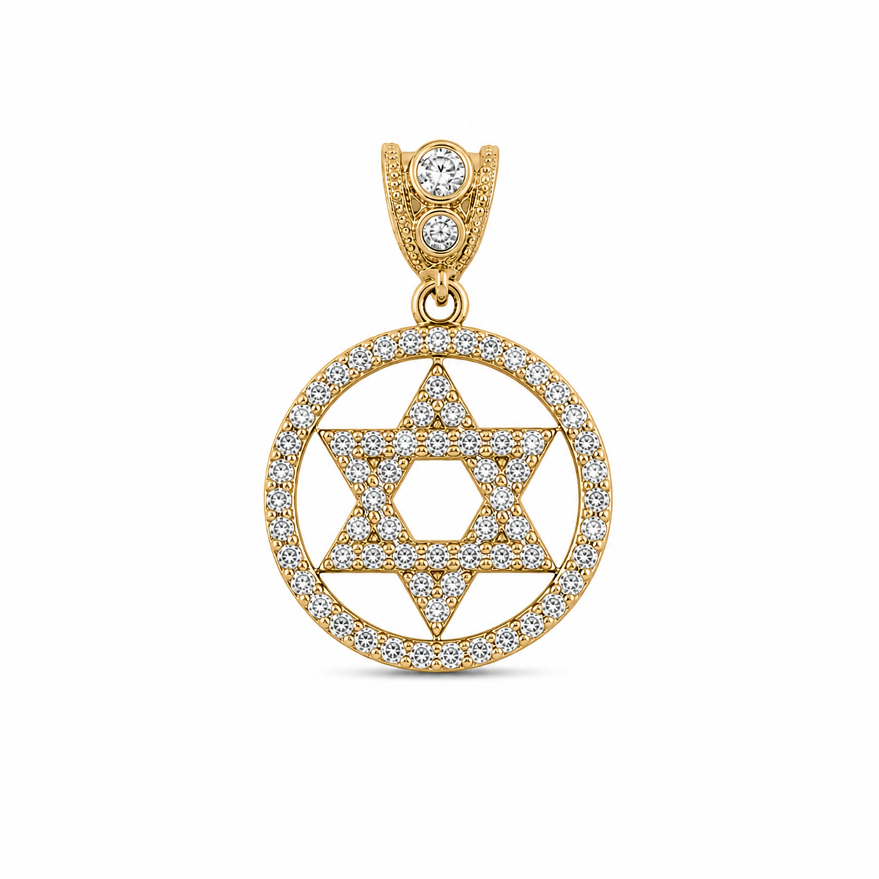 10KT Yellow Gold Round Star of David Pendant [A3B5]
