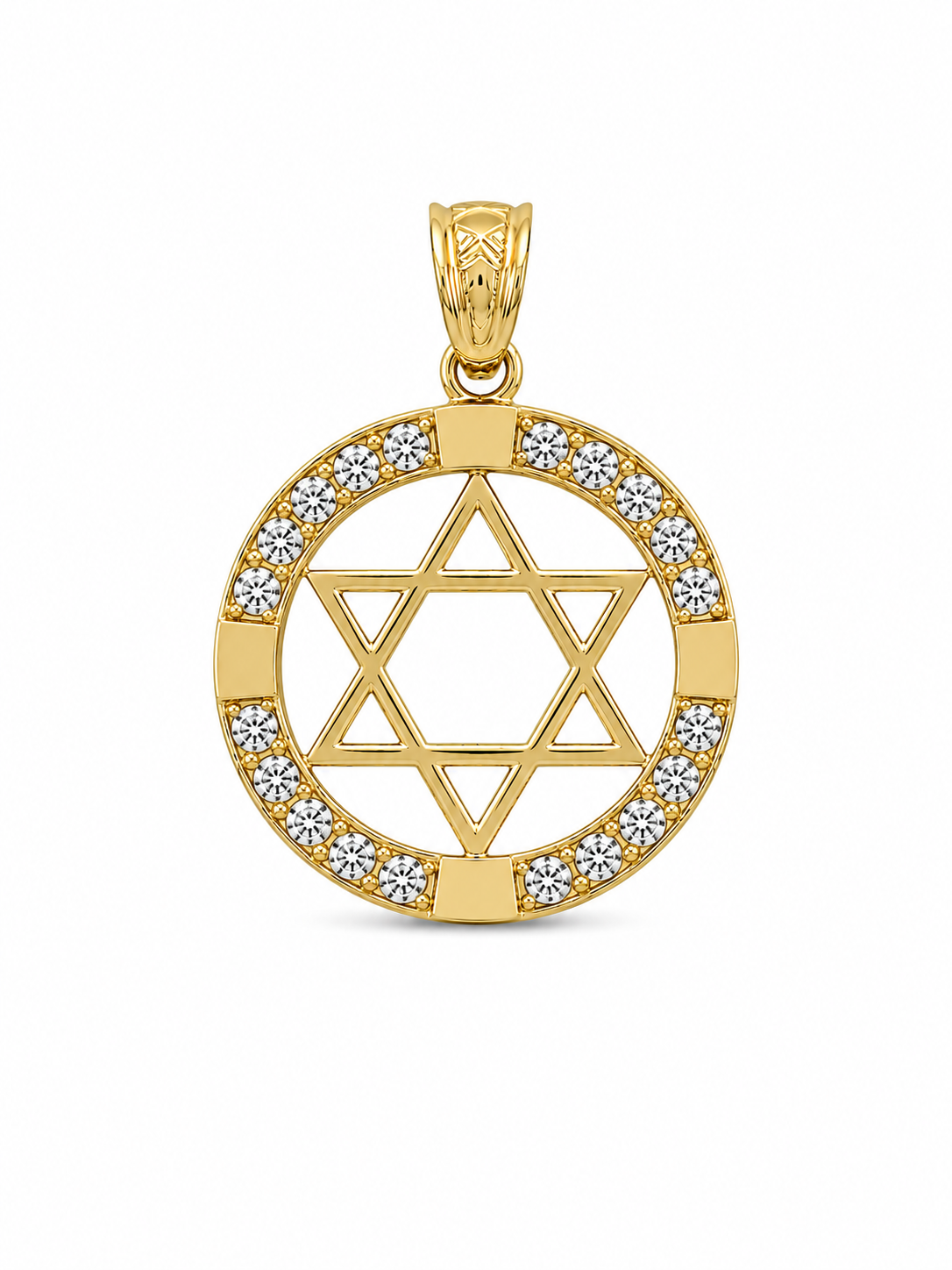 10KT Yellow Gold Round Star of David Pendant [A1B4]