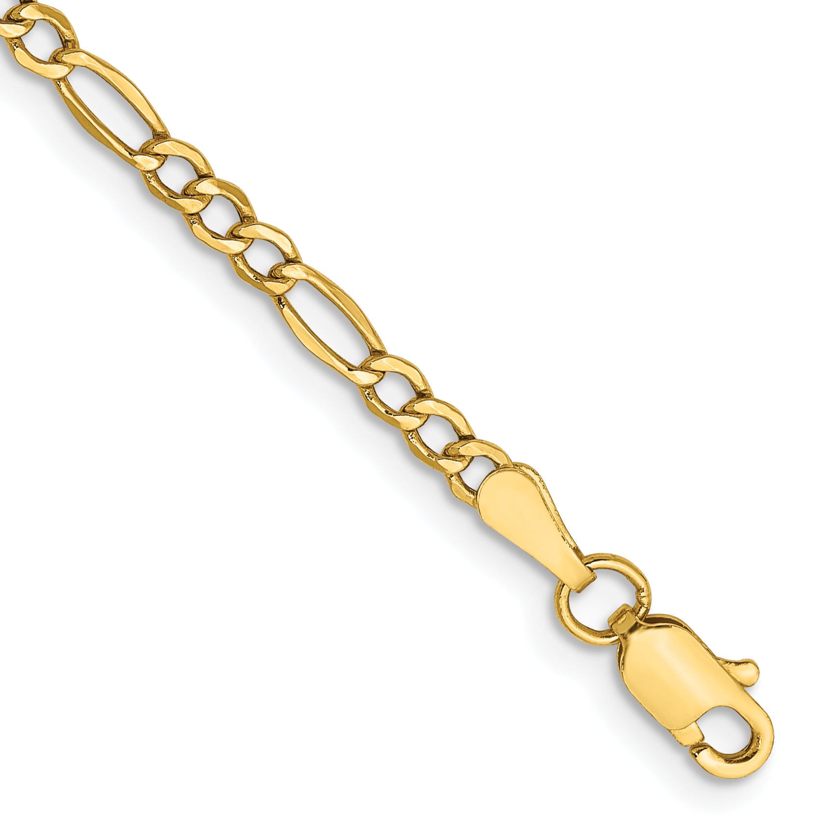 10K 2.5Mm Semi-Solid Figaro Chain
