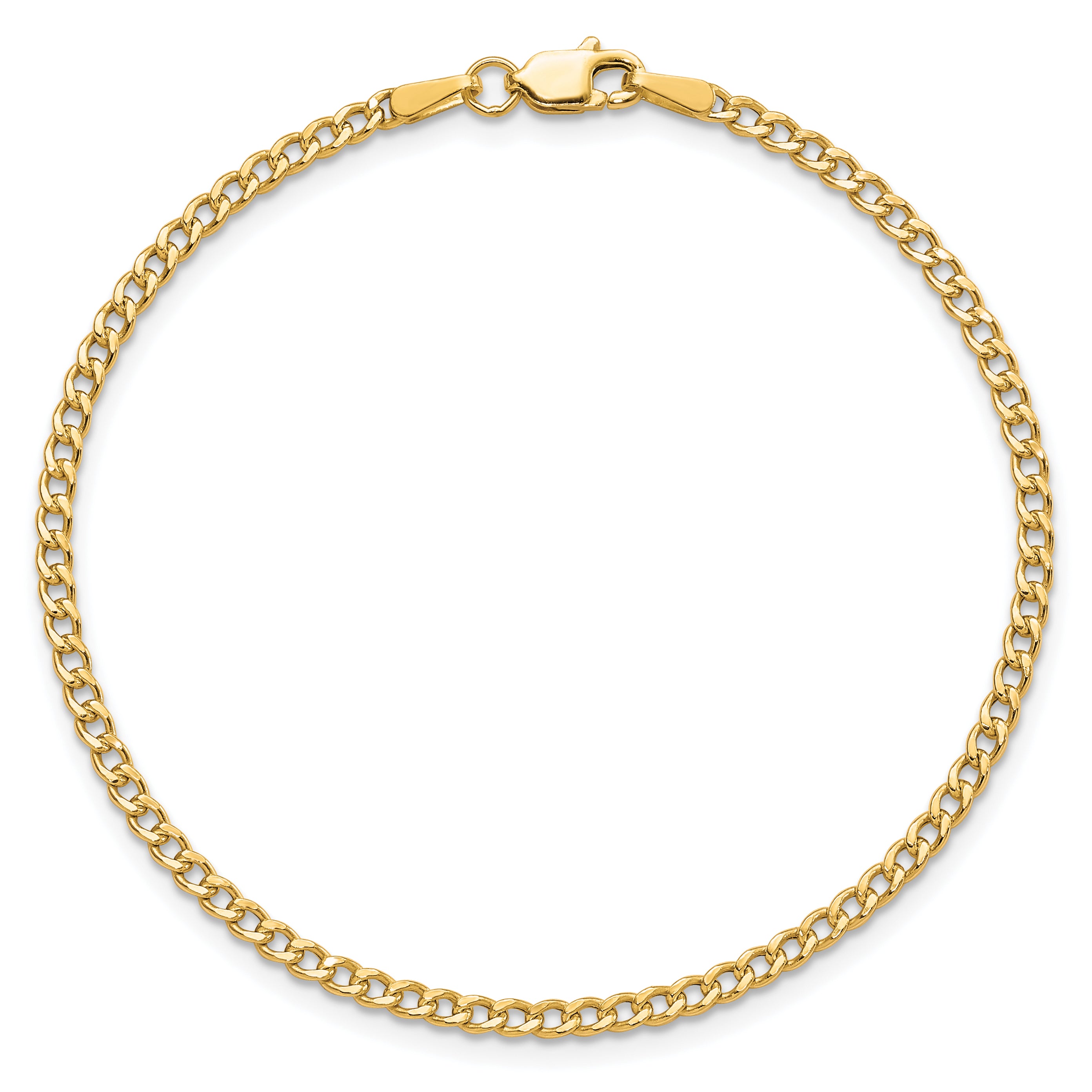 10K 2.5Mm Semi-Solid Curb Link Chain Anklet