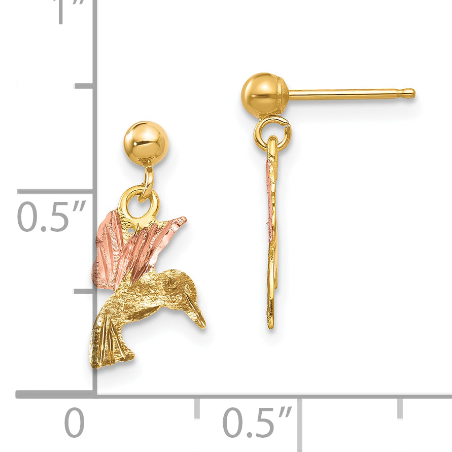 10k Tri-color Black Hills Gold Post Dangle Earrings