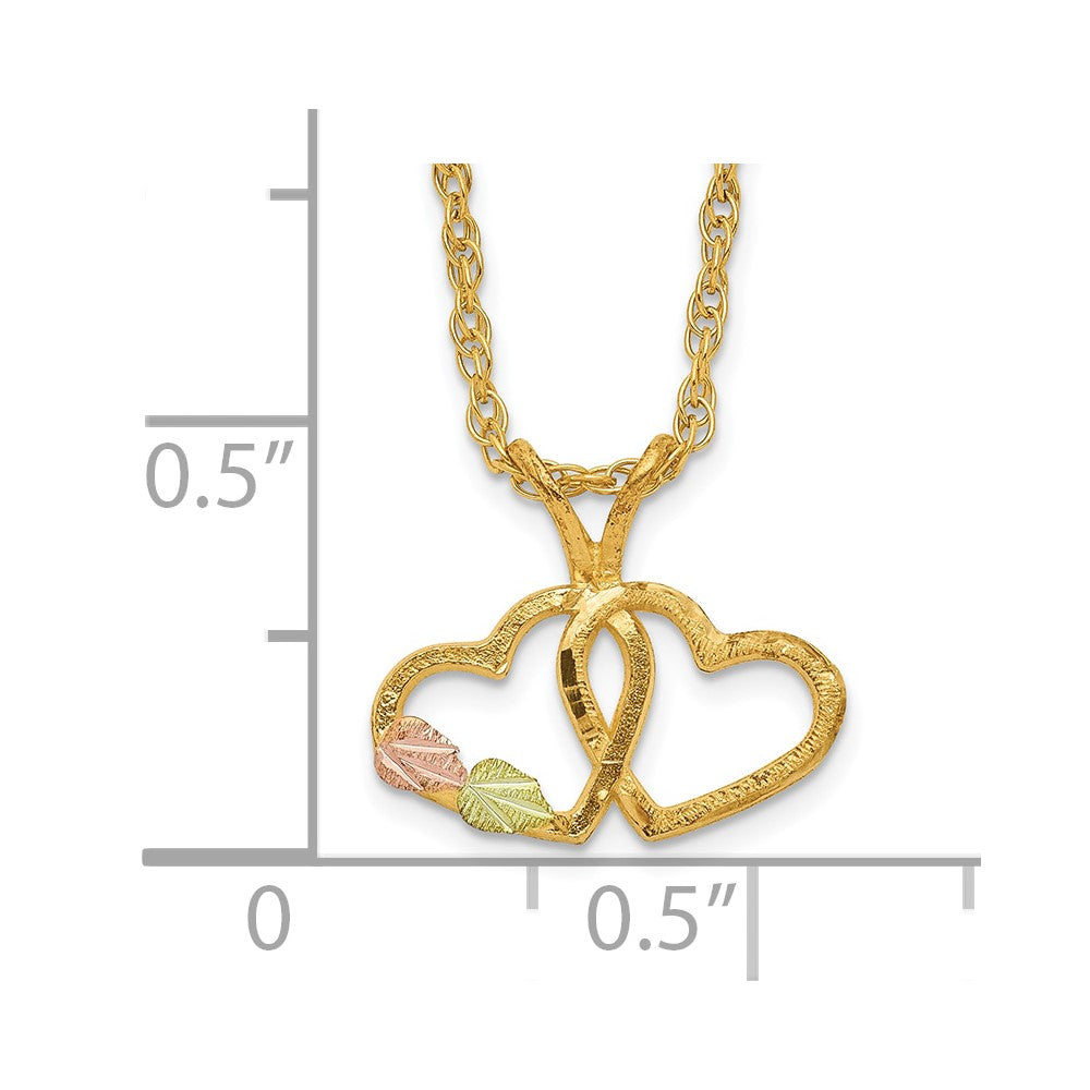 10k Tri-Color Black Hills Gold Double Heart Necklace