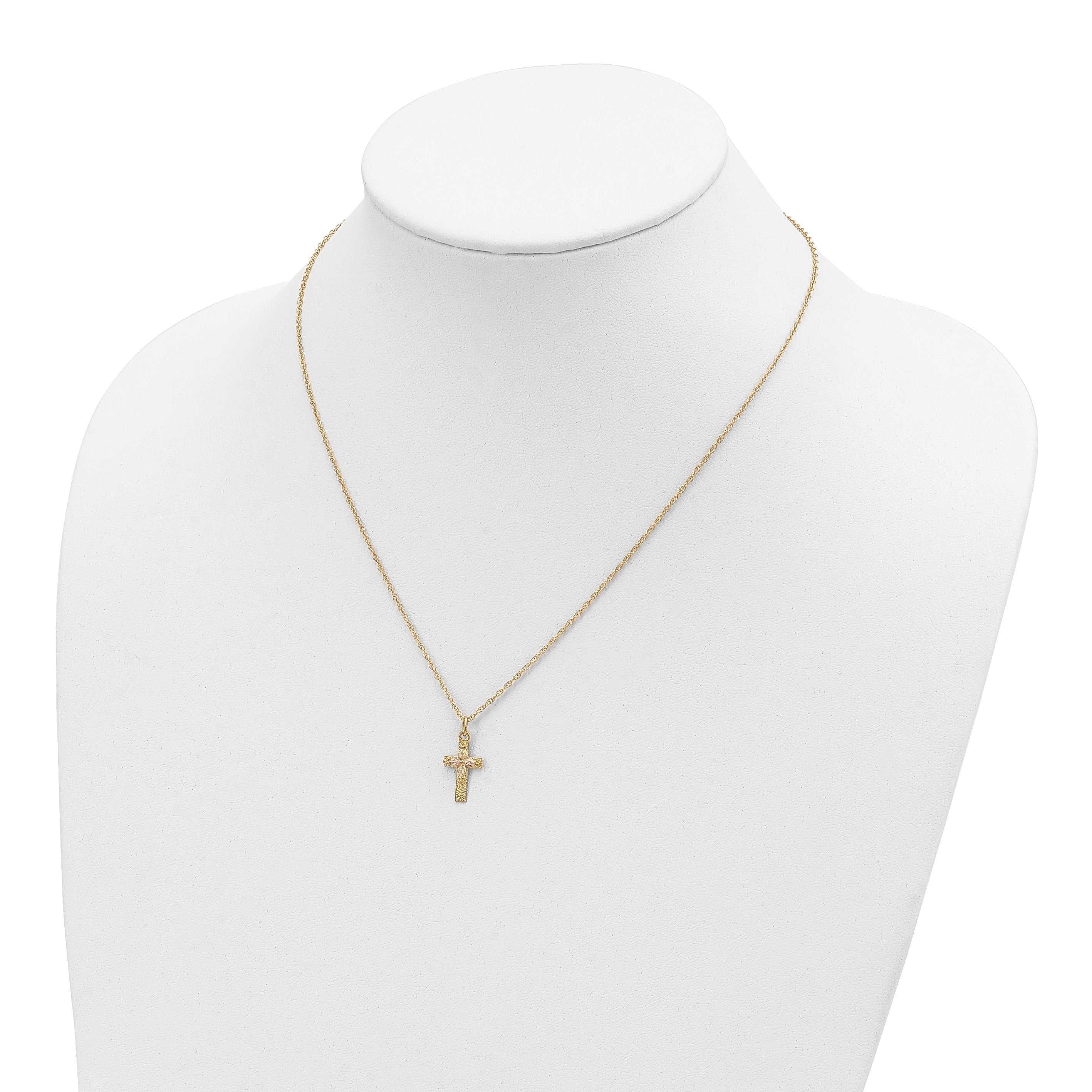 10k Tri-Color Black Hills Gold Cross Necklace