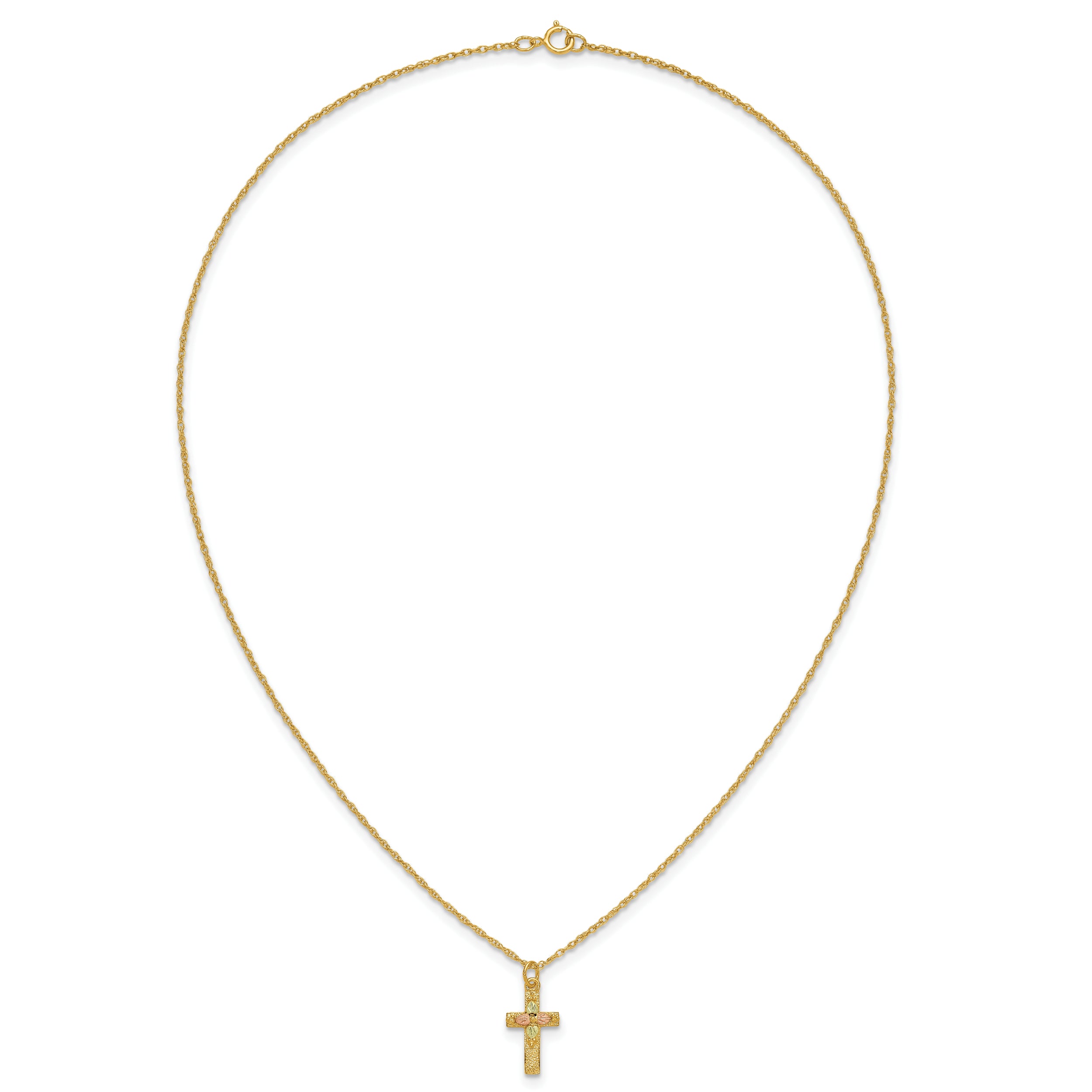 10k Tri-Color Black Hills Gold Cross Necklace