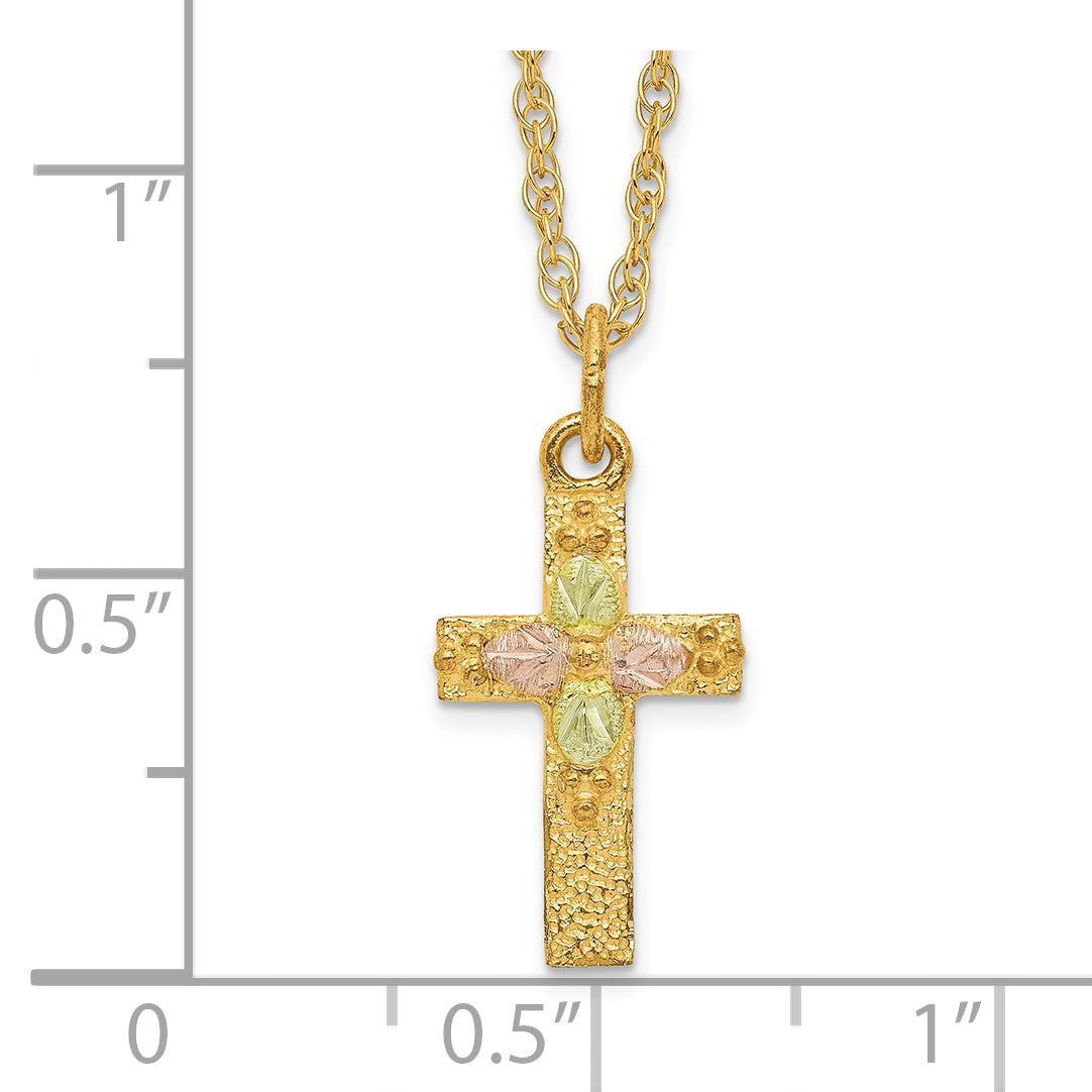 10k Tri-Color Black Hills Gold Cross Necklace
