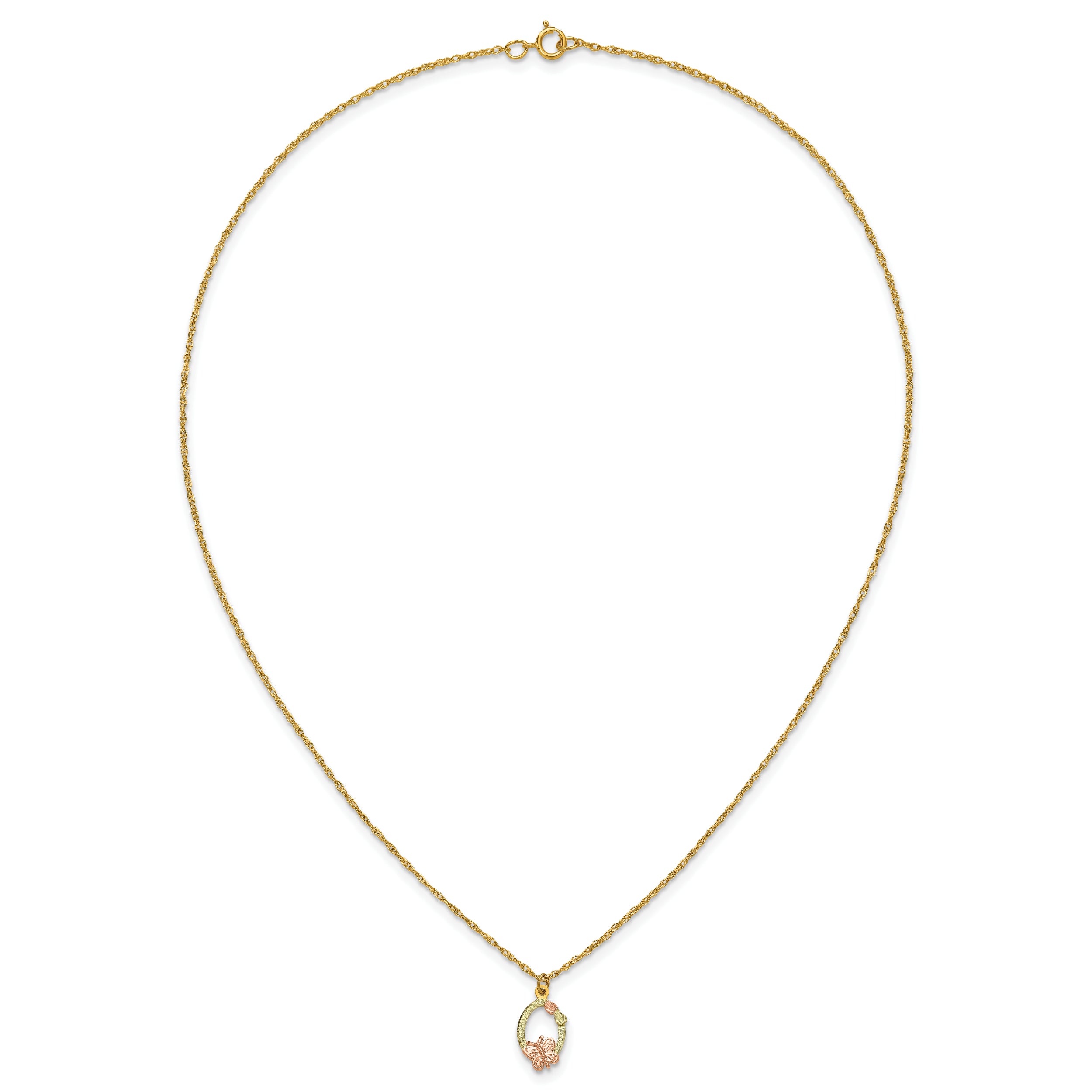 10k Tri-Color Black Hills Gold Butterfly Necklace