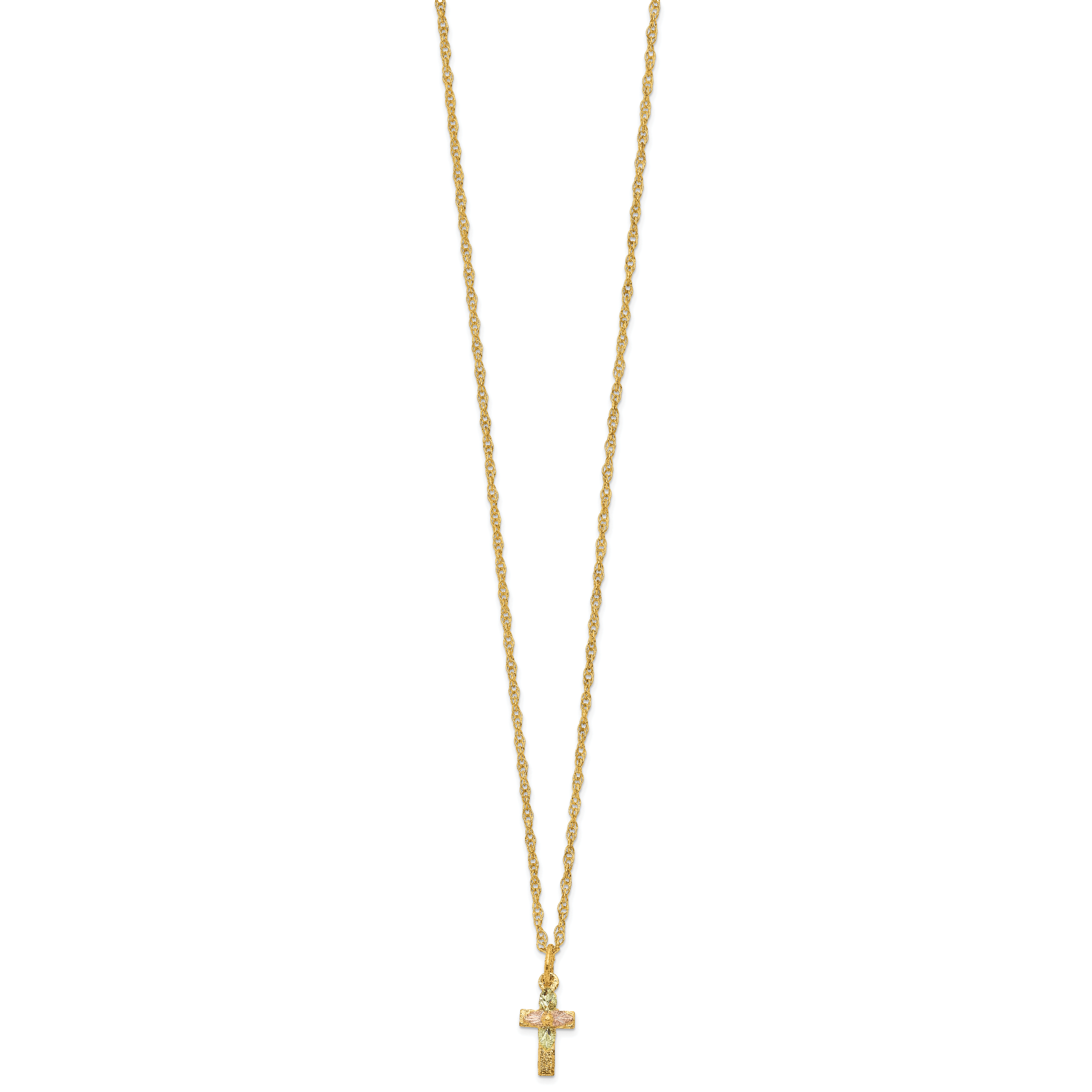 10k Tri-Color Black Hills Gold Cross Necklace