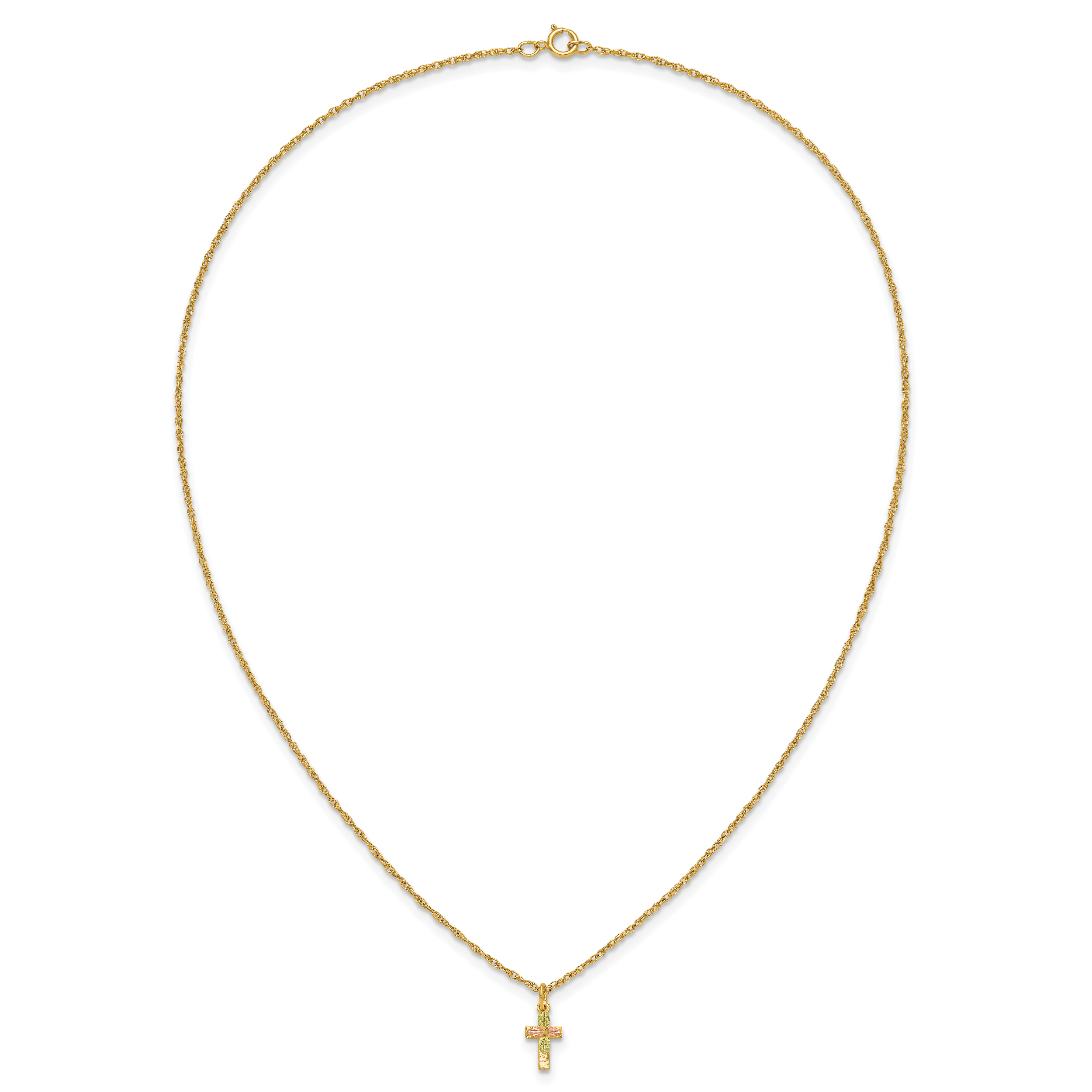 10k Tri-Color Black Hills Gold Cross Necklace