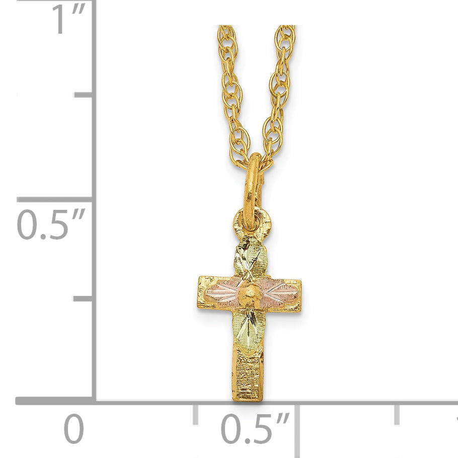 10k Tri-Color Black Hills Gold Cross Necklace