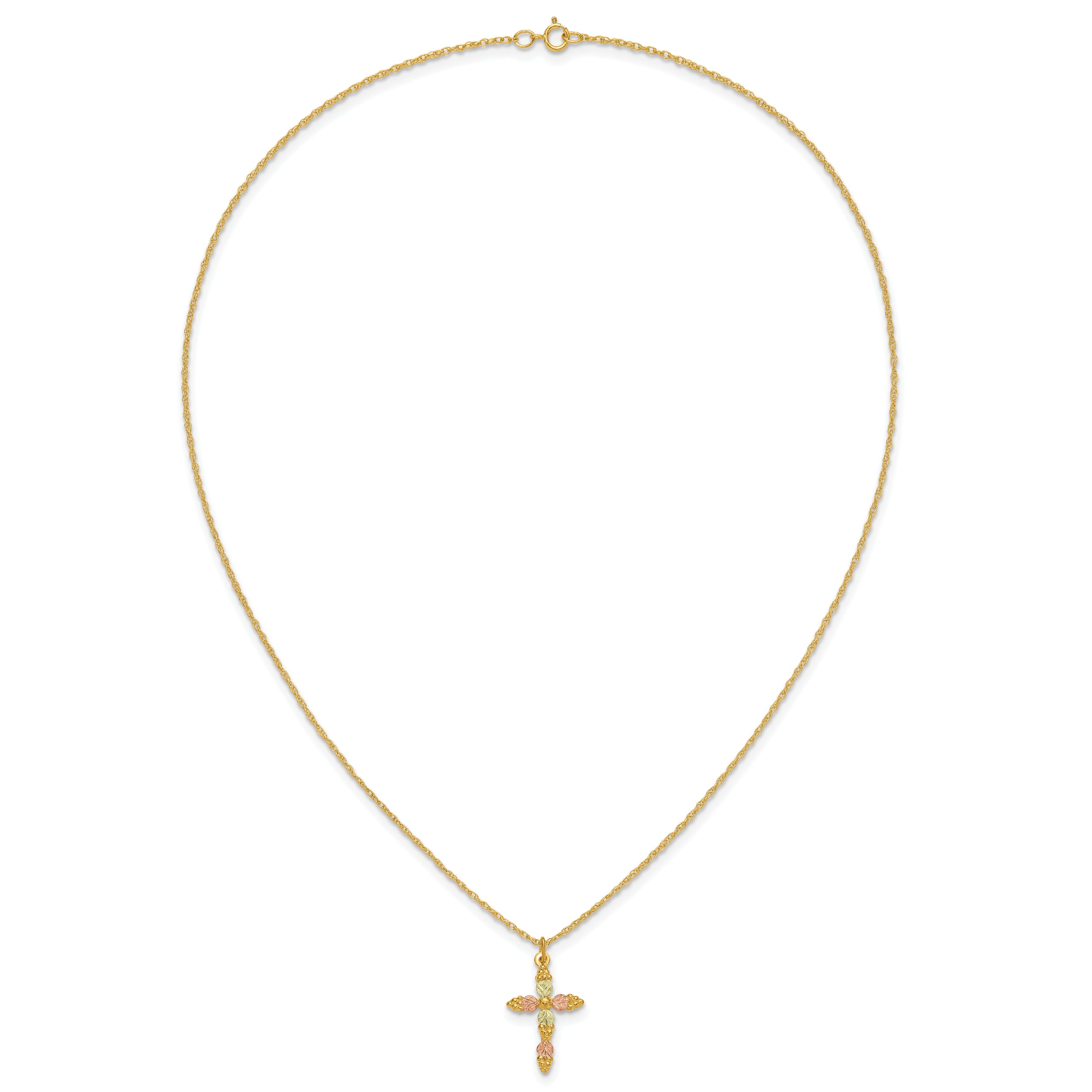 10k Tri-Color Black Hills Gold Cross Necklace