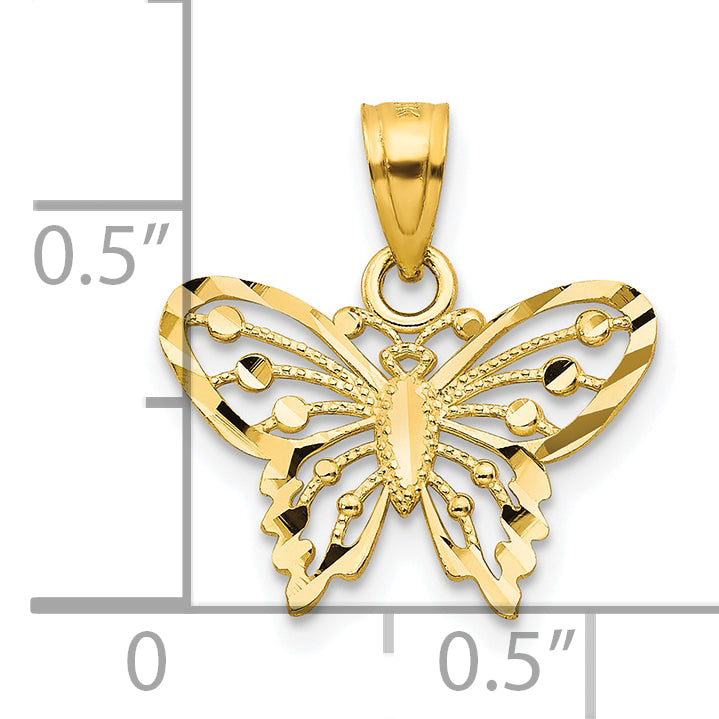 10k Diamond-Cut Butterfly Charm