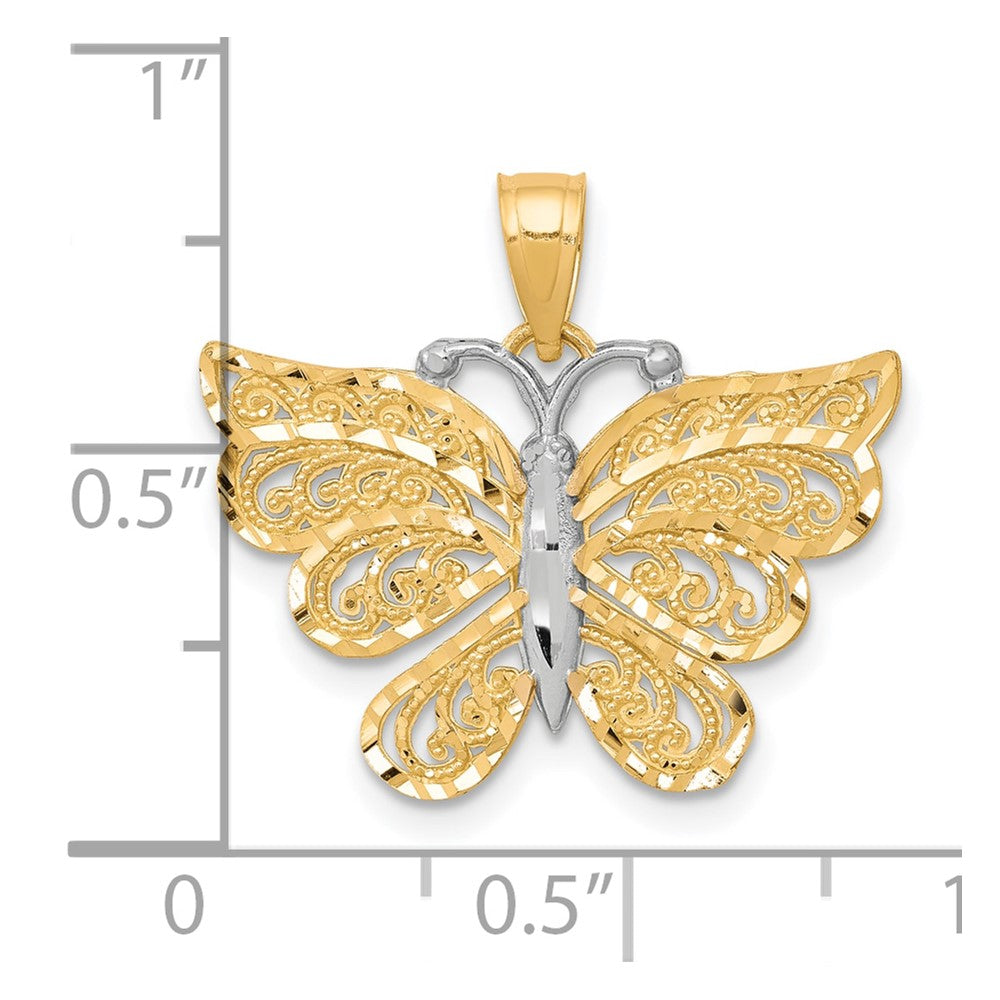 10K w/ Rhodium Butterfly Pendant