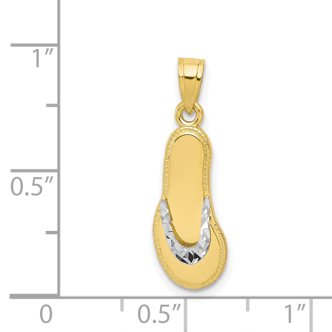 10K w/Rhodium Flip Flop Charm