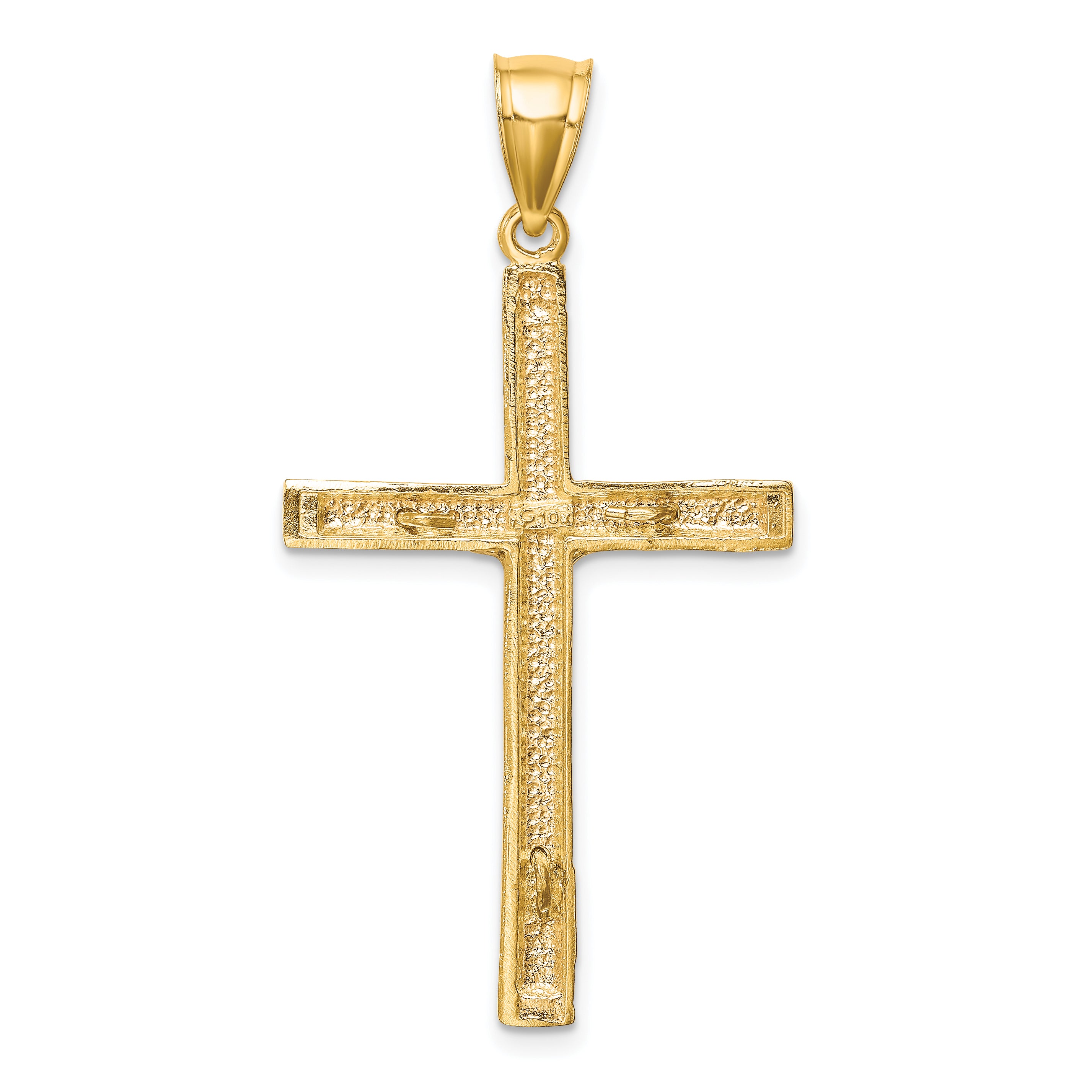 10K w/ Rhodium Diamond-Cut Crucifix Pendant