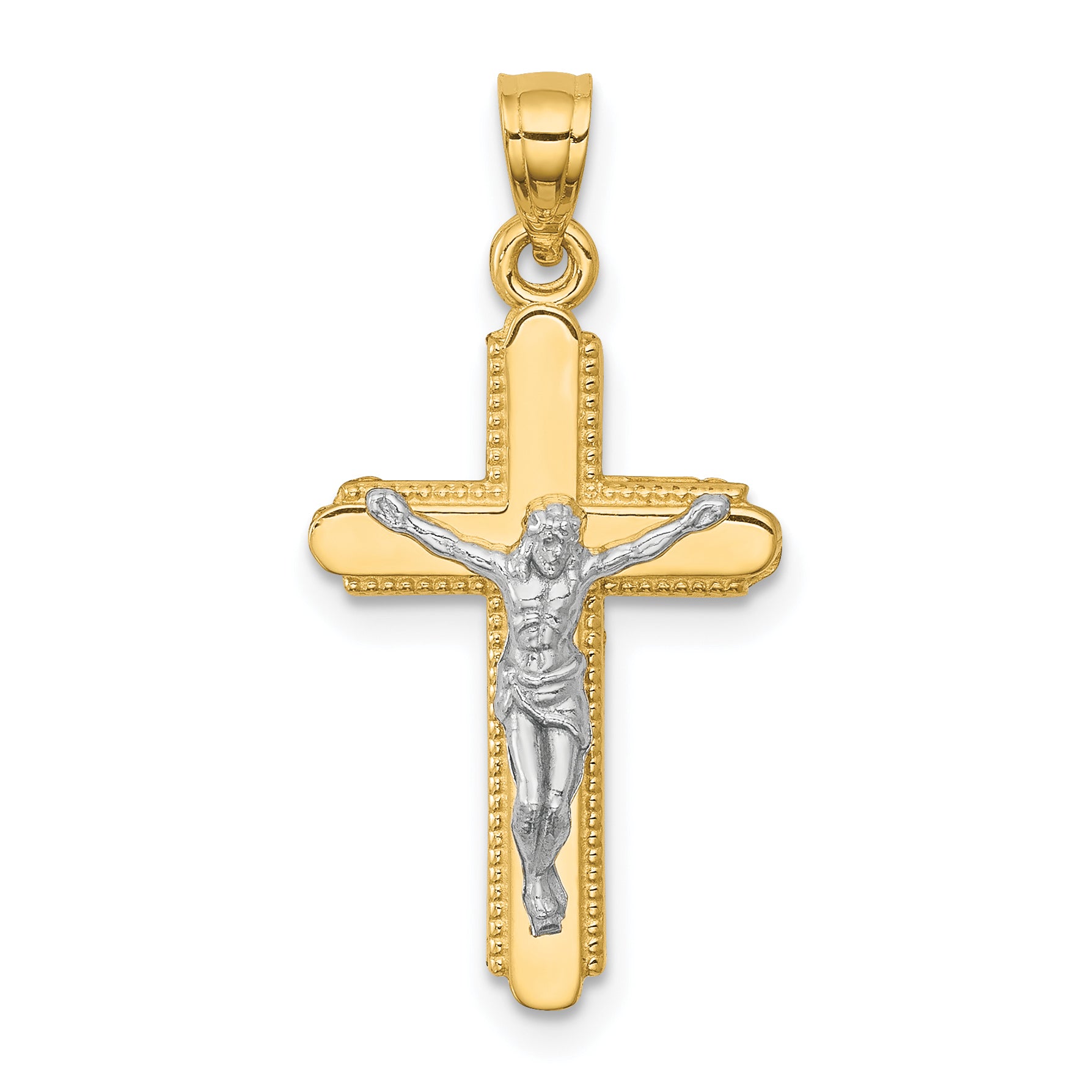 10K W/Rhodium Crucifix Pendant