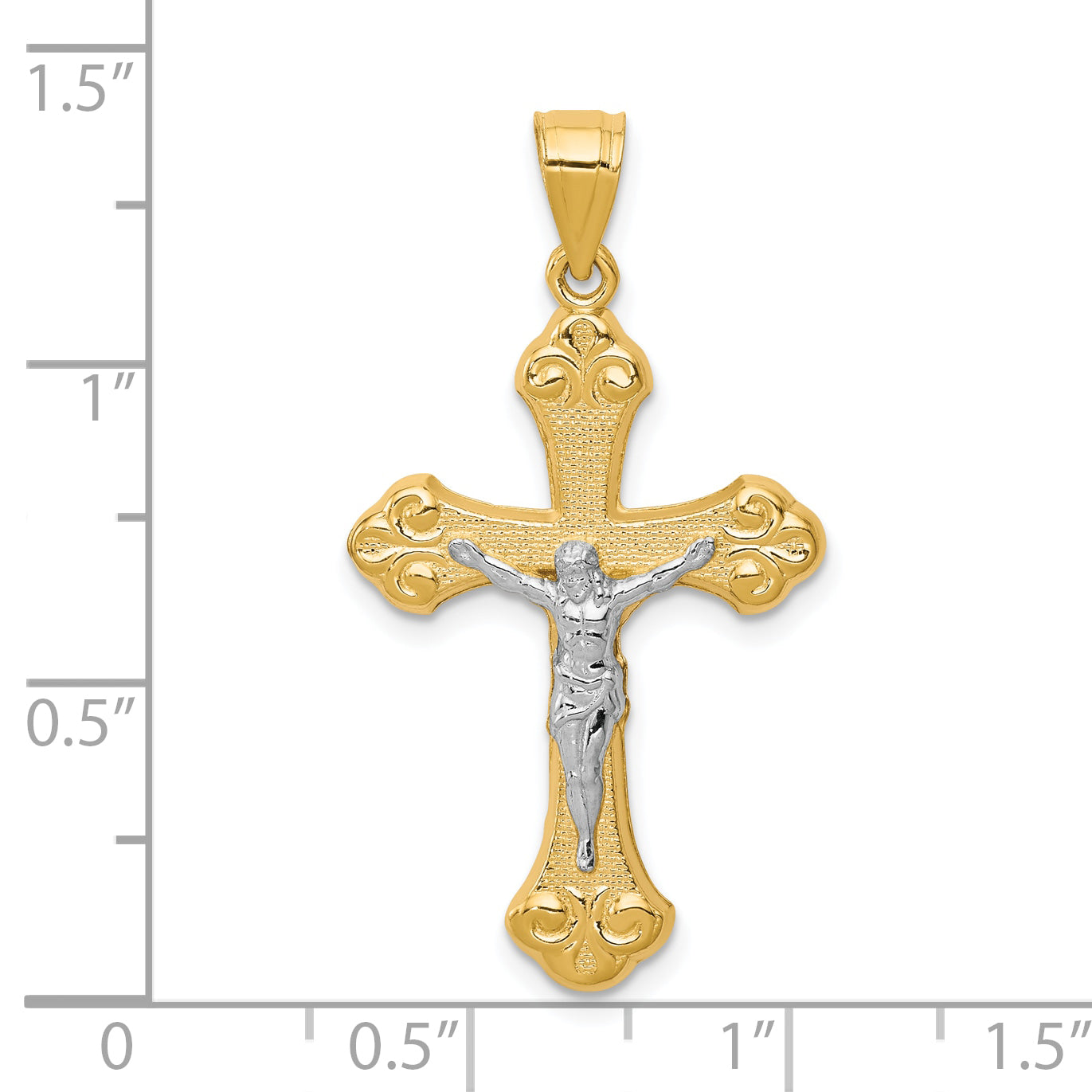 10K w/Rhodium Crucifix Pendant