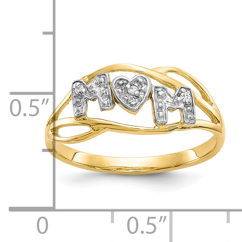 10K w/Rhodium Mom CZ Ring