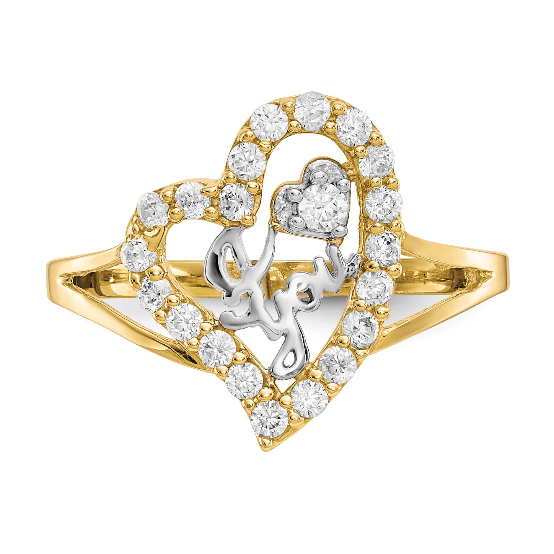 10K w/White Rhodium I LOVE YOU  CZ Heart Ring