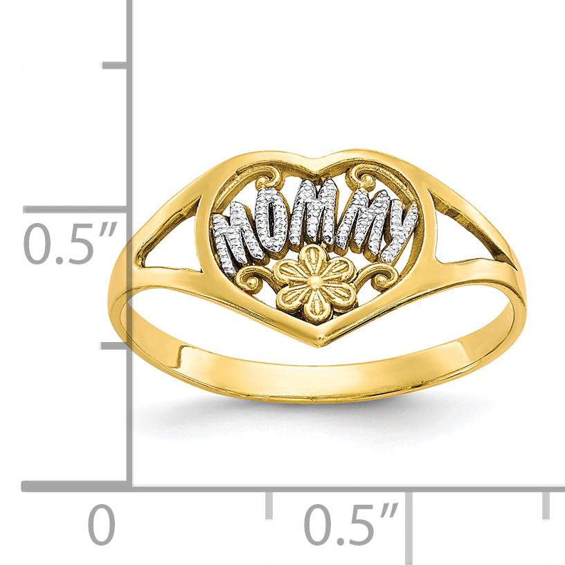 10K w/Rhodium Mommy Heart Ring