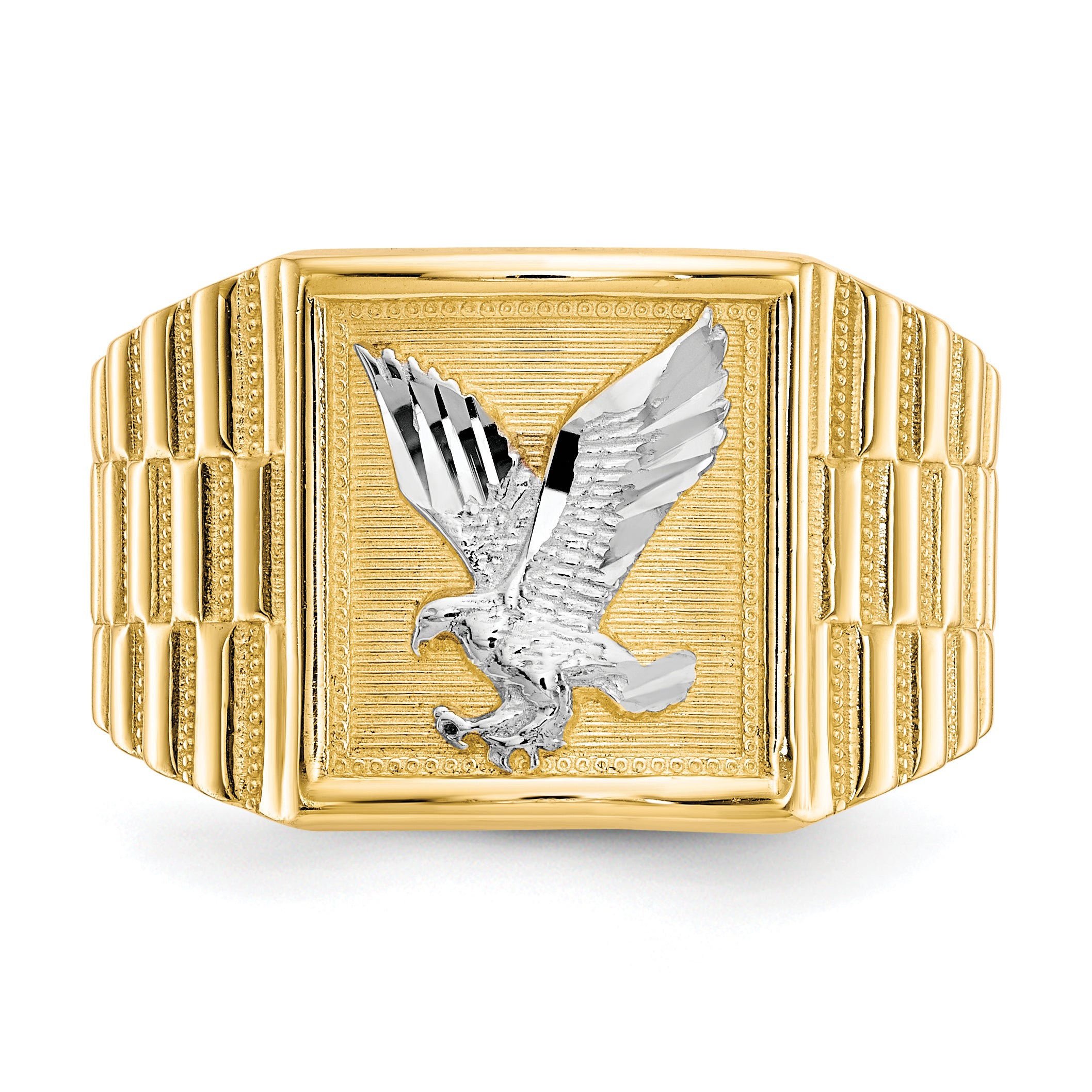 10k & Rhodium Men's Eagle Ring