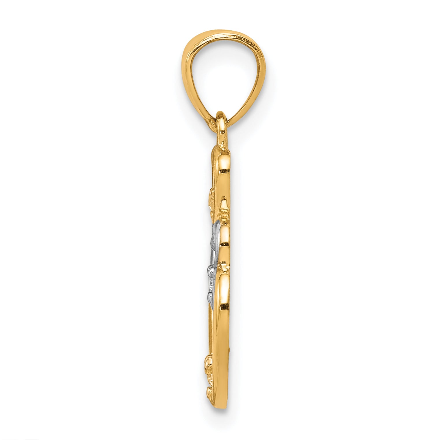 10K w/Rhodium CZ 3-Heart Pendant