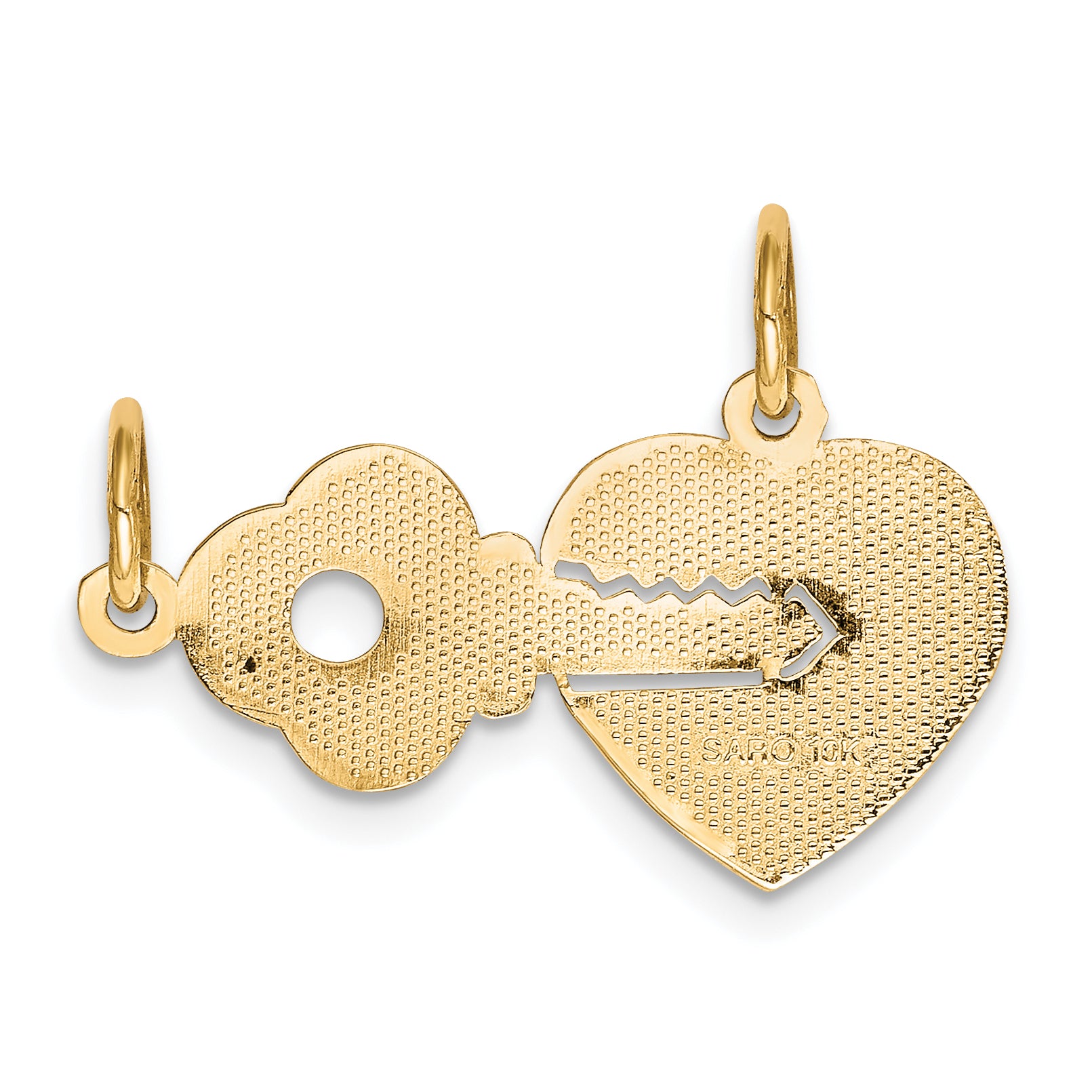 10K Heart and Key Break-apart Charm