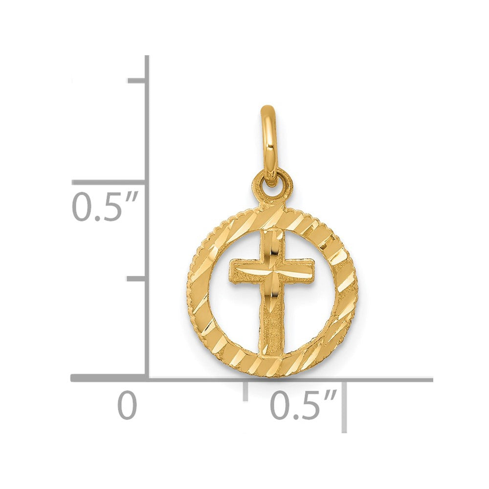 10k Solid Flat-Backed Cross in Circle for Eternal Life Charm