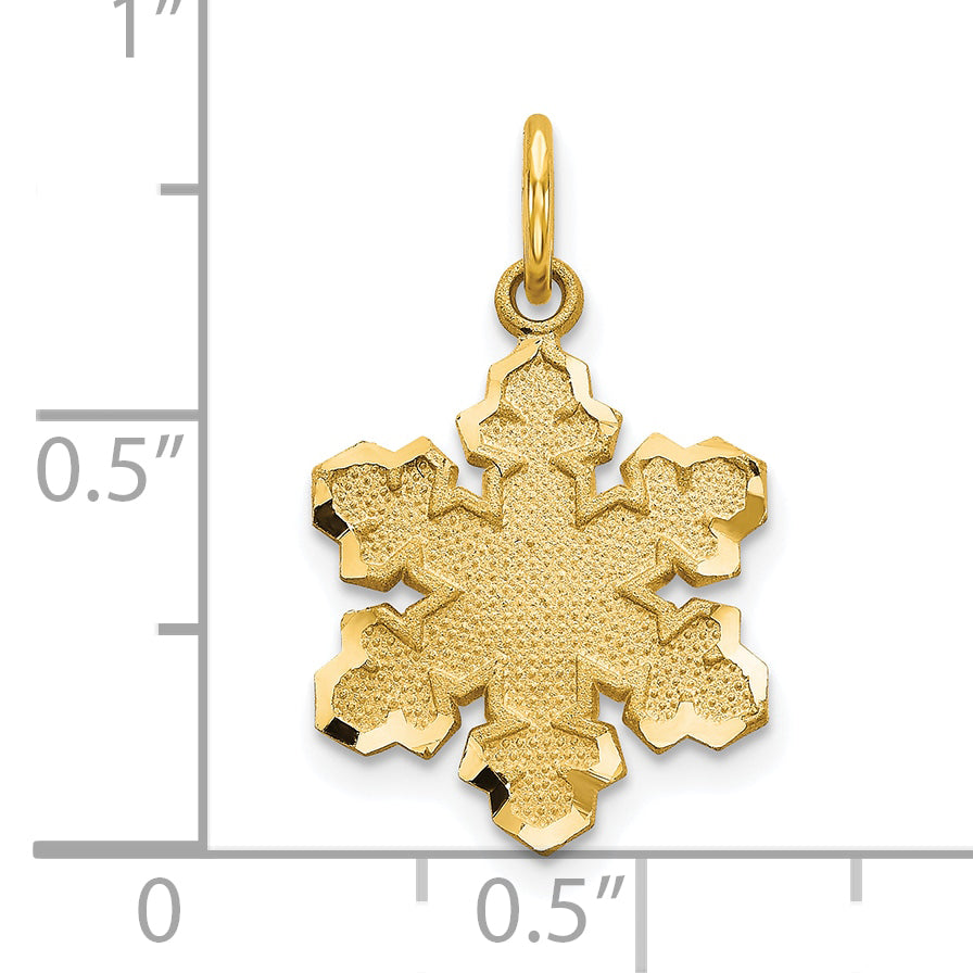 10k Solid Satin Snowflake Charm