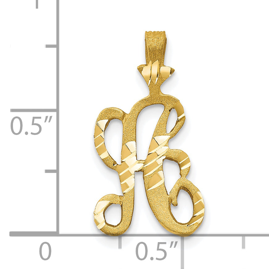 10k Diamond-cut Grooved Initial A Charm