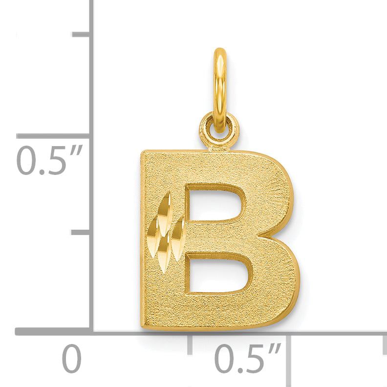 10K Satin Diamond-cut Initial B Charm