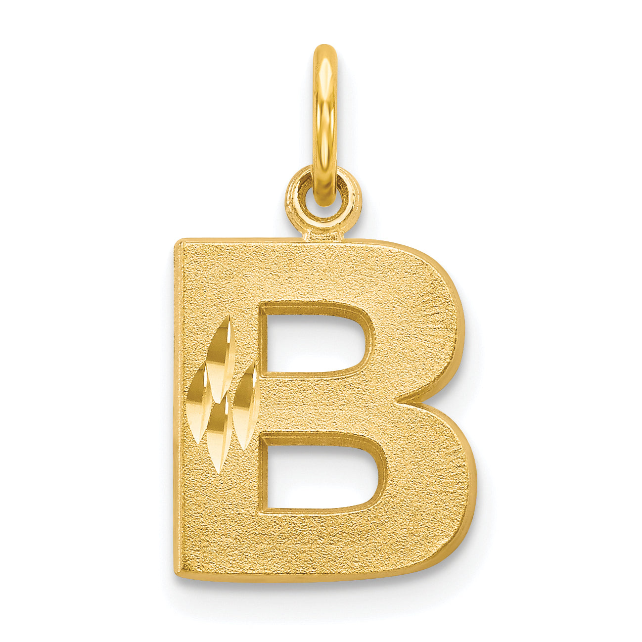 10K Satin Diamond-cut Initial B Charm