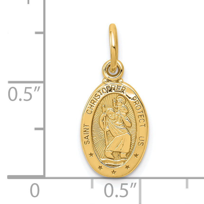10k Solid Satin Polished St. Christopher Pendant