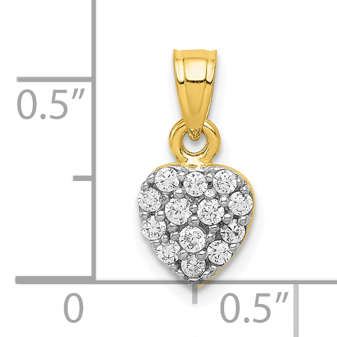 10k CZ Cluster Heart Charm