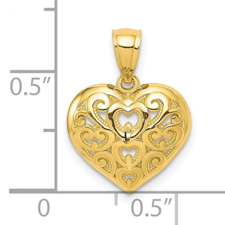 10k Diamond-Cut Heart Charm