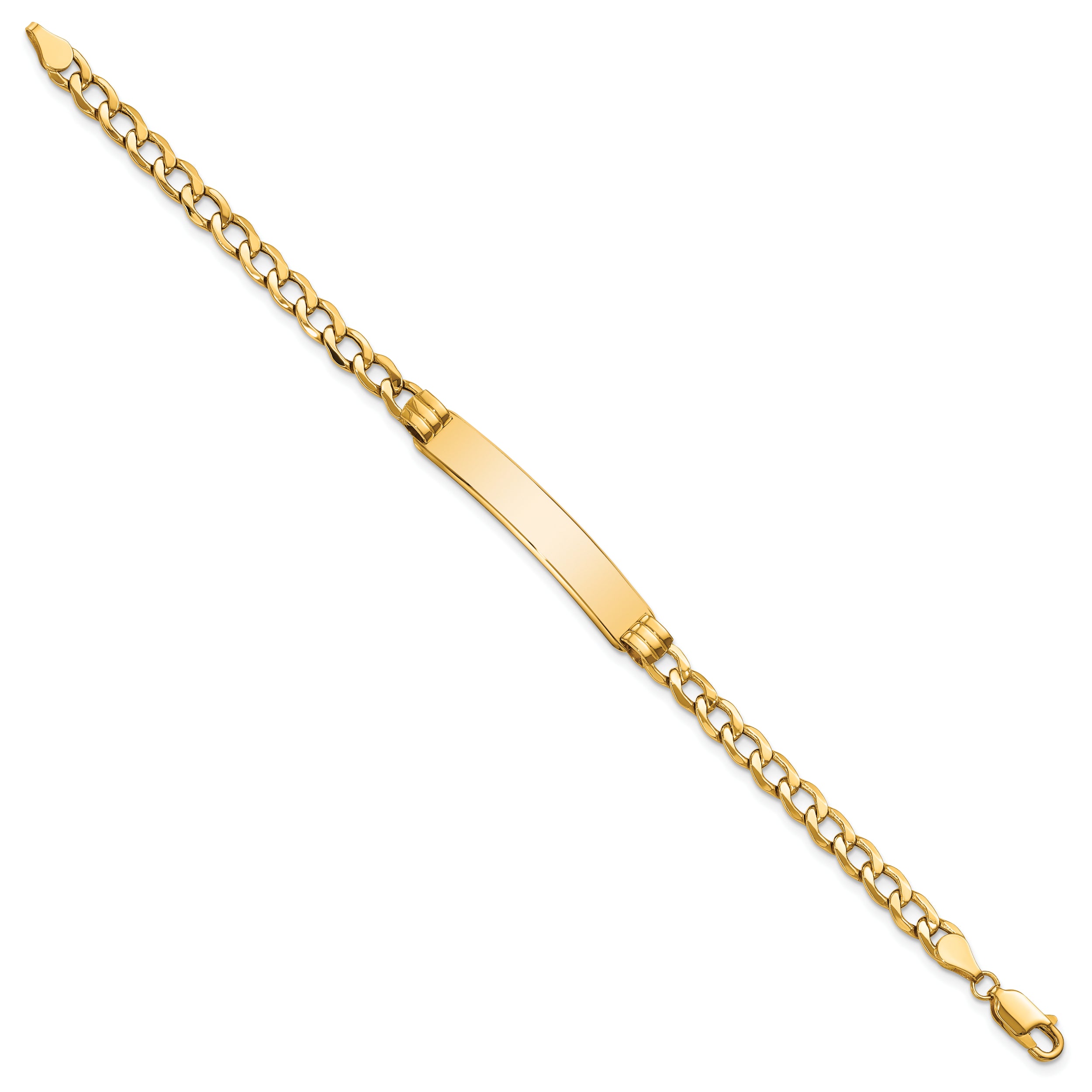 10k Semi-solid Curb Link ID Bracelet