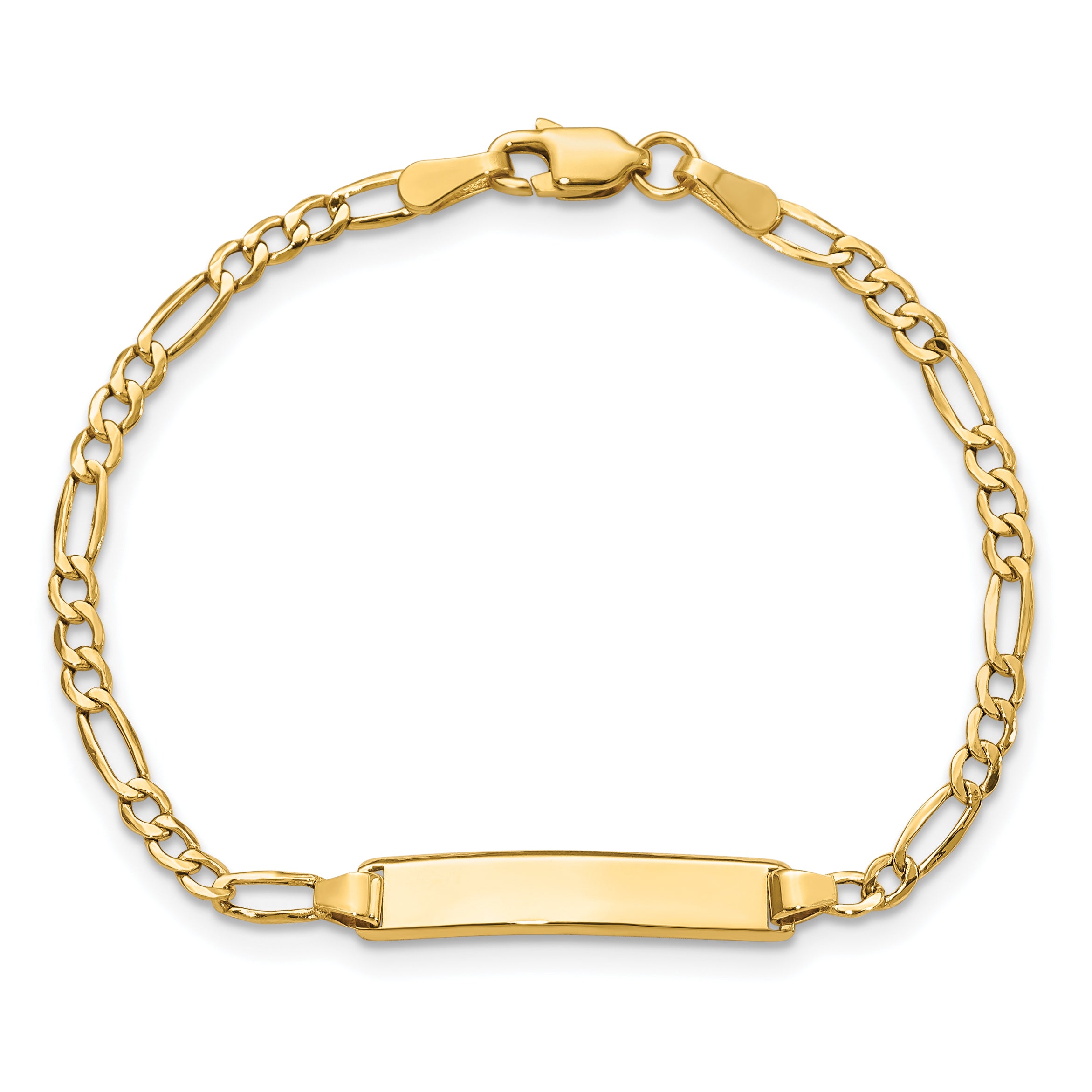 10k Semi-solid Figaro Link ID Bracelet