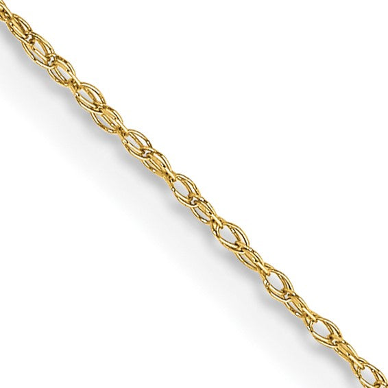 10K Yellow Gold Ultra Light Cable Rope Chain Necklace, 0.4Mm 14” - 24”