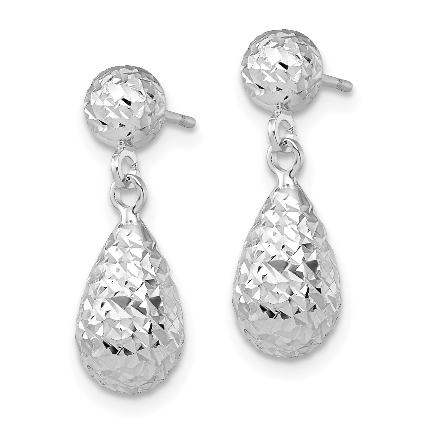 10K White Gold D/C Post Dangle Earrings