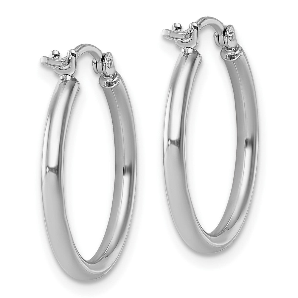 10K White Gold Polished Hinged Hoop Earrings
