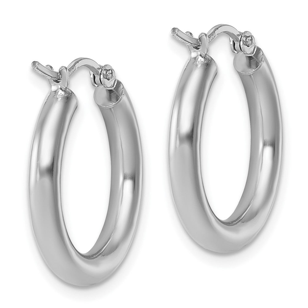 10K White Gold Polished Hinged Hoop Earrings