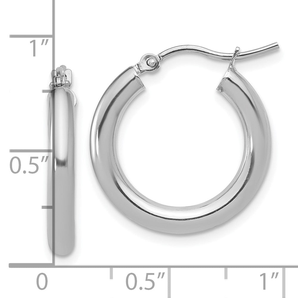 10K White Gold Polished Hinged Hoop Earrings