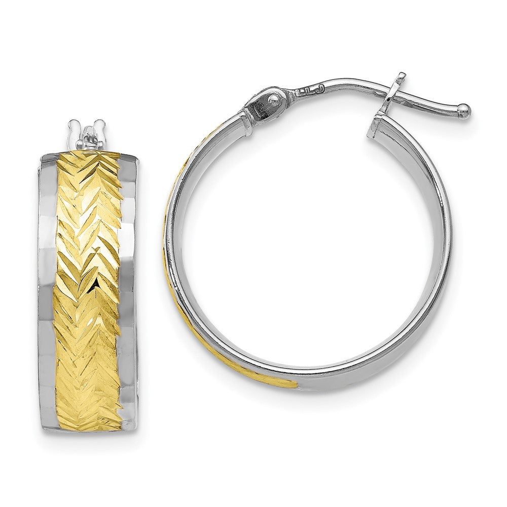 10K w/ White Rhodium Plating Polished and D/C Earrings