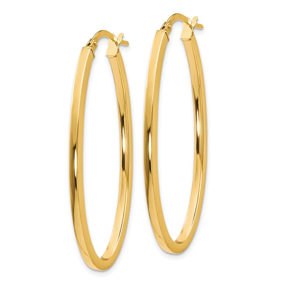 10K Polished Oval Hinged Hoop Earrings